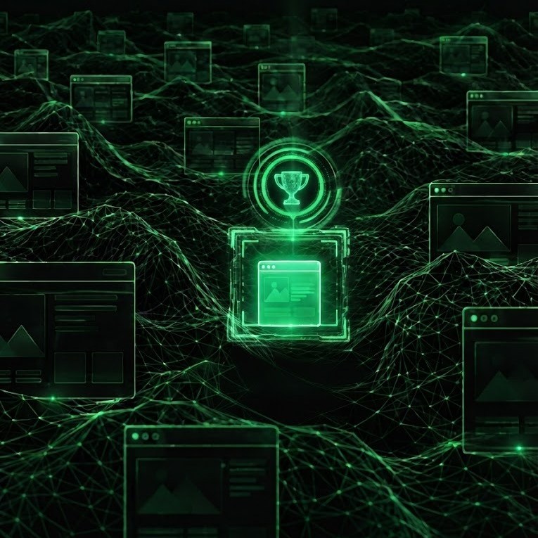Ilustração de um negócio com presença digital forte, destacado entre os concorrentes